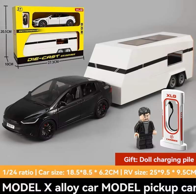 X Die-Cast Car with RV Camper Trailer