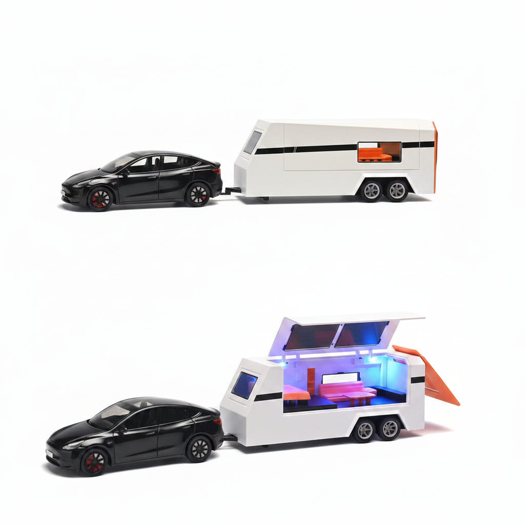 X Die-Cast Car with RV Camper Trailer